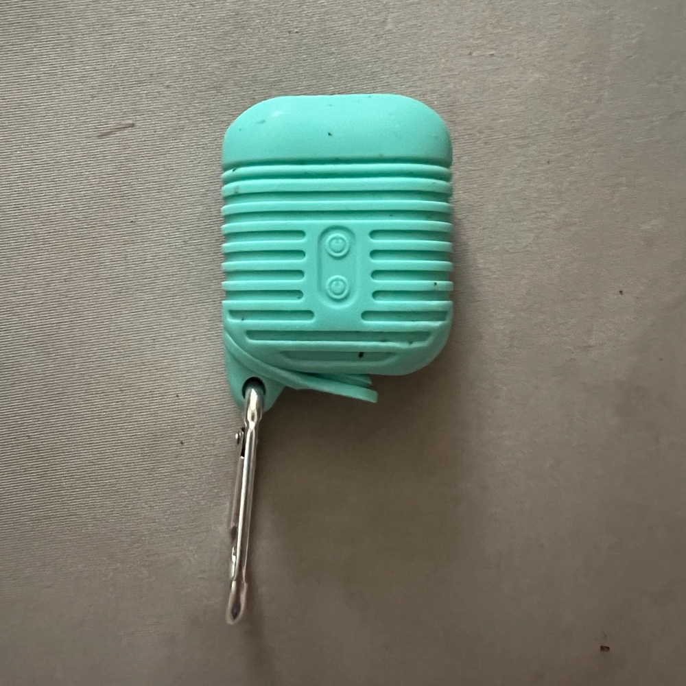 Blue/mint green AirPod case with carabiner 
$5.00